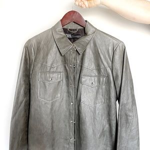 Green Pleather Overshirt